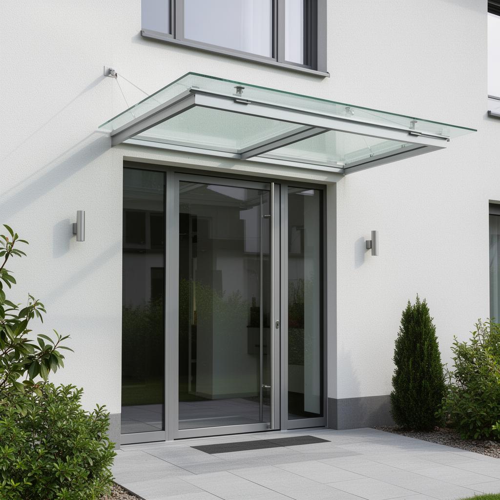 Glas-Vordach am Hauseingang einer Wiener Villa